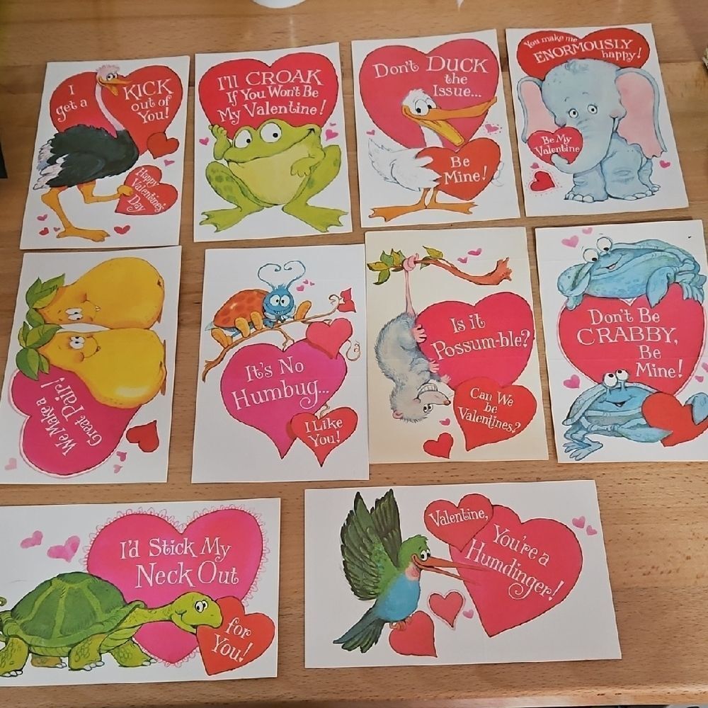 Vintage 1970 Cute Animal Valentine's Day Cards